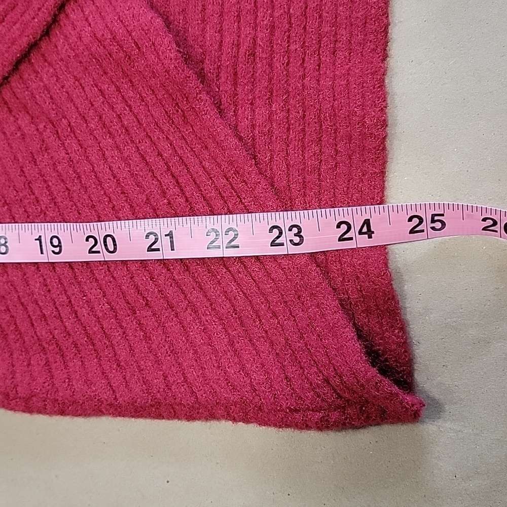Express Size S Red Ribbed Wrap Front Sweater, Gently Used Condition - Picture 9 of 11